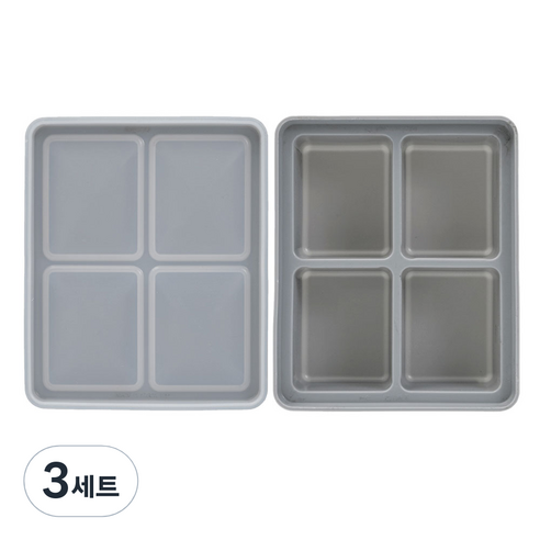 네오실리 국산 프리미엄 실리콘 이유식 채소 냉동틀 아이스트레이, 3세트, 그레이+그레이