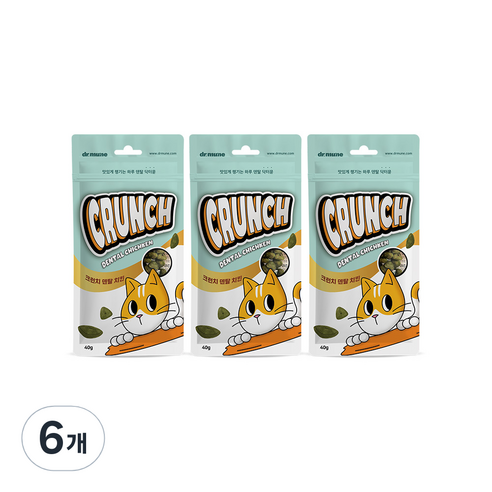 [썬더펫] 닥터뮨 쿠앙 크런치 덴탈 치킨 양치껌 고양이껌, 닭, 40g, 6개