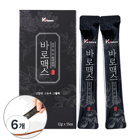 바로맥스 남성활력 고농축 고함량 진액 한포 12000mg ( 야관문 마카 아연 복분자 산수유 구기자 ), 6개, 180g
