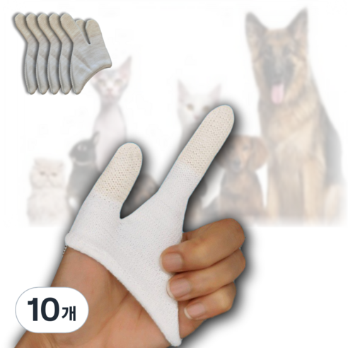 247Products 강아지 고양이 손가락칫솔, 아이보리, 10개