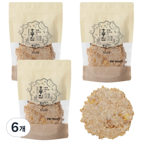 풍심당 호롱칩 국내산 현미 병아리콩 누룽지칩, 쌀과자, 개별포장, 단백질 저당간식, 건강간식, 100g, 6개