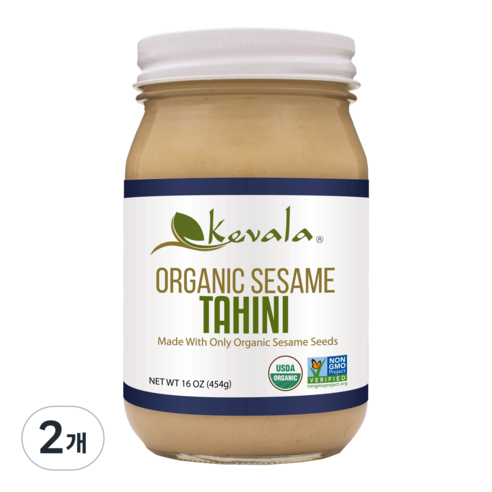 케발라 오가닉 세서미 타히니 tahini 후무스 hummus 유기농 참깨 드레싱 양배추 다이어트 샐러드 소스, 2개, 454g