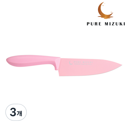 퓨어미즈키 국민 이유식칼 주방칼 모음, 3개, 핑크 셰프