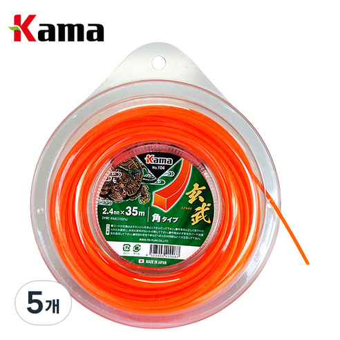 카마 일제 예초기 줄날 커터 나일론 캇타 예초기날 꽈베기 톱니형 사각형 KAMA, 02_사각형 35M 2.4MM 나일론커터 NO.104, 5개