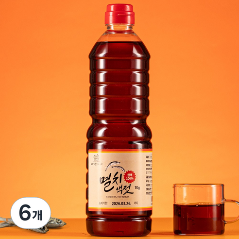 최아미 프리미엄 멸치액젓 100% 원액 국산 까나리액젓 1kg, 1L, 6개