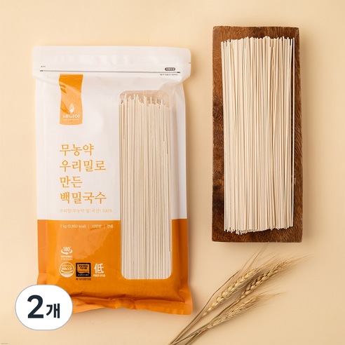 네니아 무농약 우리밀로 만든 백밀국수, 1kg, 2개
