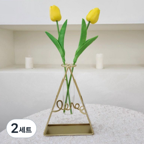 레디박스 아트 철제 꽃병 인테리어 소품 조화, 삼각화병+튤립, 2세트