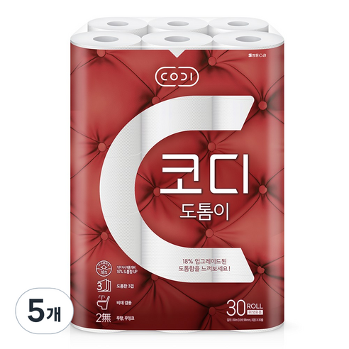 코디 도톰이 화장지, 5개, 30롤, 30m