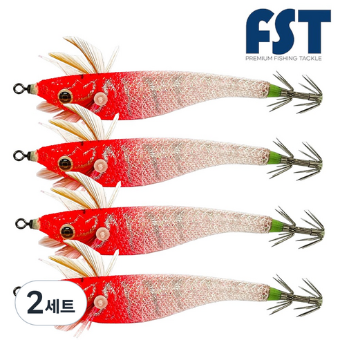 피싱템 한치 삼봉에기 갑오징어에기 FST 블랙타이거스퀴드트랩 ver.2, 2세트, 9g, (01) 레드헤드