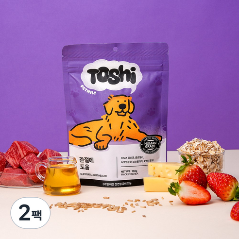 토쉬 펫밀리 강아지 영양제 트릿 관절케어 150g, 2팩, 뼈/관절강화, 60정