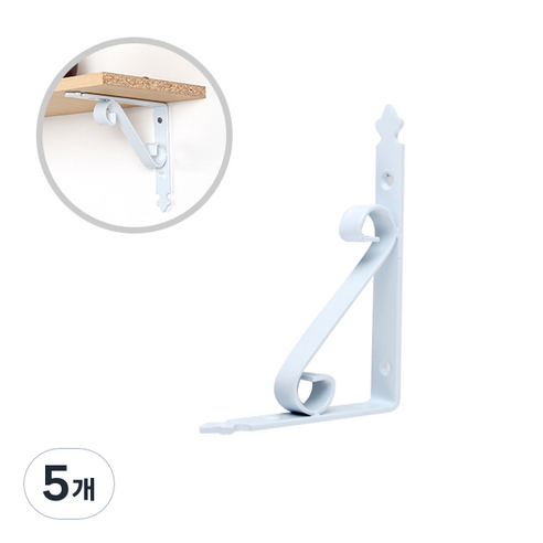 ZIO-BIZ 벽선반 브라켓 받침대 화이트 200mm / 선반대 까치발 선반지지대 선반브라켓 선반받침 선반고정 벽선반 브라켓 지지대 ㄱ자 꺽쇠, 5개