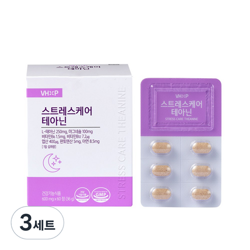 꿀잠 직장인 멘탈 케어 학생 수험생 스트레스 케어 테아닌 불안 긴장완화, 3개, 60정