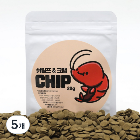 MANITO 쉬림프&크랩칩 새우 가재 사료, 5개, 20g