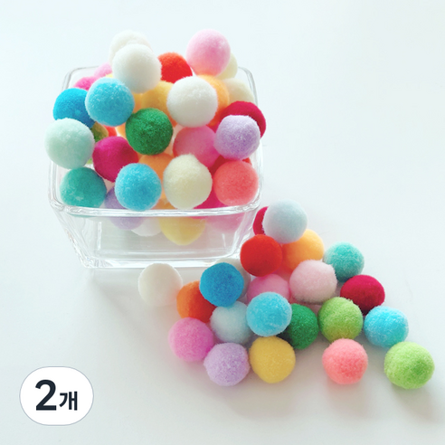 컬러 믹스 폼폼이 뿅뿅이 칼라솜 솜방울 10mm-30mm, 10미리*2봉, 2개, 베이직