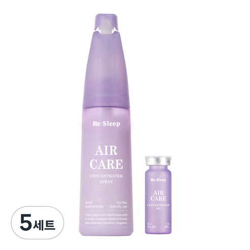 [런칭특가] 리슬립 에어케어 피톤치드 편백 룸스프레이(오일 3% 앰플형), 5세트, 315ml