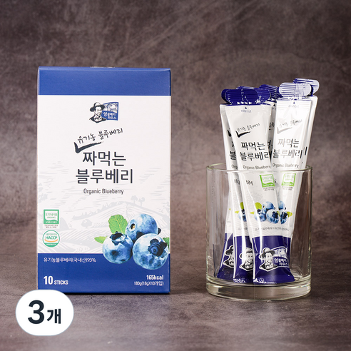 엉클베리하우스 유기농 짜먹는 블루베리, 180g, 3개
