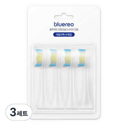 블루레오 음파 전동칫솔 bluereo S100 S150 S시리즈 전용 칫솔모, 블루레오 S시리즈 칫솔모 데일리팩 4개입, 3세트