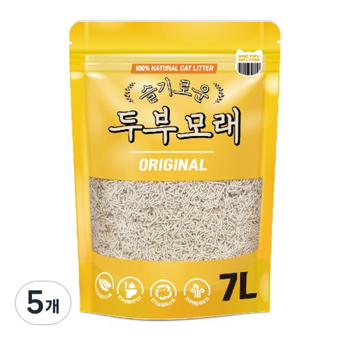 슬기로운두부모래 오리지널 고양이 두부모래, 7L, 5개, 무향