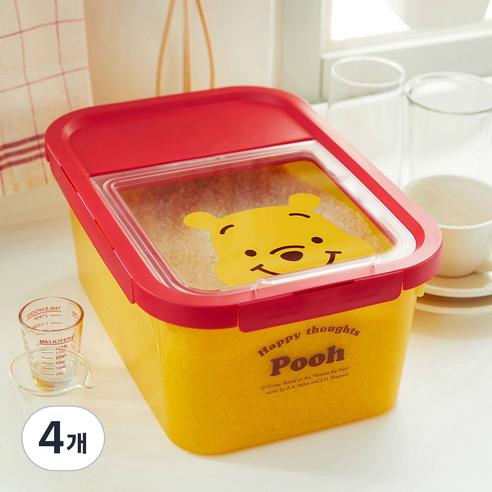 [텐바이텐X락앤락] 디즈니 위니 더 푸 다용도 밀폐 쌀/사료 보관통_5kg, 4개