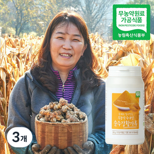 무농약 국내산 순수 강황가루, 3개, 150g