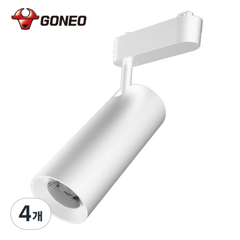 고네오 LED 일체형 레일 트랙조명 24W COB 스포트 플리커프리, 4개, 화이트바디 전구색