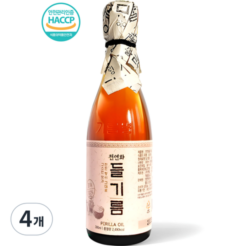 시장쏙 전연화 들기름, 300ml, 4개