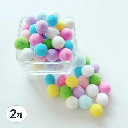컬러 믹스 폼폼이 뿅뿅이 칼라솜 솜방울 10mm-30mm, 10미리*2봉, 2개, 캔디