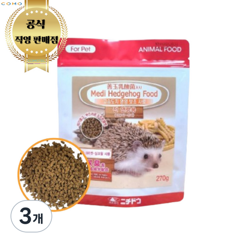프리미엄 고슴도치 복합영양사료 (전연령용), 3개, 270g