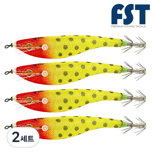 피싱템 한치 삼봉에기 갑오징어에기 FST 블랙타이거스퀴드트랩 ver.2, 2세트, 9g, (03) 레드헤드옐로