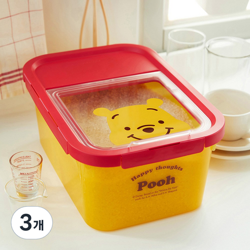 [텐바이텐X락앤락] 디즈니 위니 더 푸 다용도 밀폐 쌀/사료 보관통_5kg, 3개