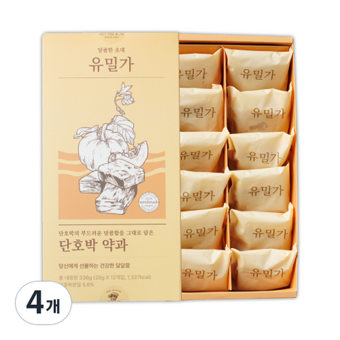 유밀가 무설탕 수제 단호박 약과 12개입, 336g, 4개