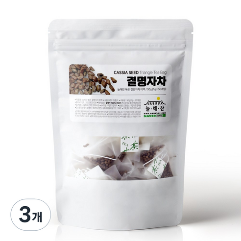 늘해찬 볶은 국산 결명자차 티백 삼각티백 대용량, 1g, 50개입, 3개