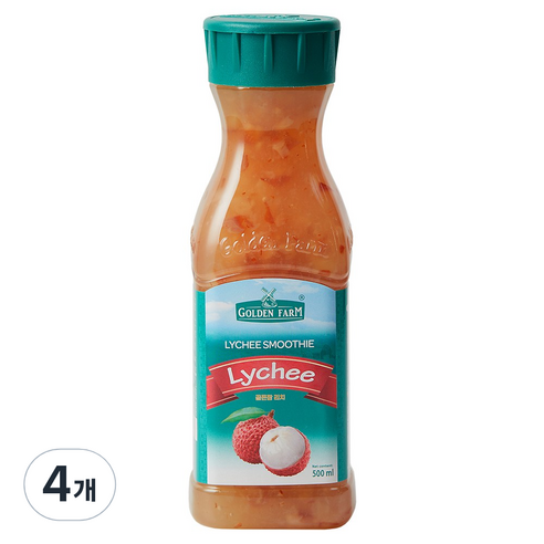 골든팜 리치 과일청, 500ml, 4개