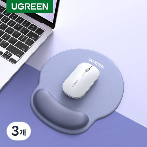 UGREEN 유그린 메모리폼 마우스패드 손목받침대 인체공학적 미끄럼방지 일체형 손목패드, Gray, 3개