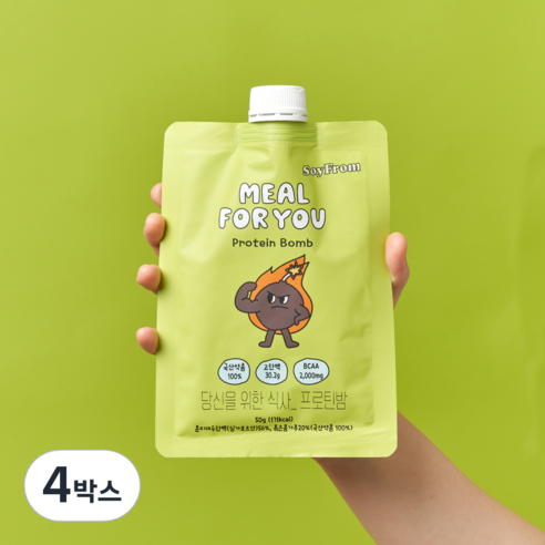 소이프롬 스위치온 혈당 다이어트 밀포유 프로틴밤 건강한 식물성 헬스 단백질 쉐이크 보충제, 350g, 4박스