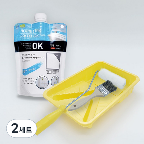 홈스타파스텔 방문 가구 벽면 벽지 셀프 도구세트, 2세트, 400ml, 백색