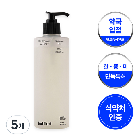 리필드 탈모완화 건성 피부 사이토카인 탈모샴푸 비듬 개선 두피 수분 케어, 380ml, 5개