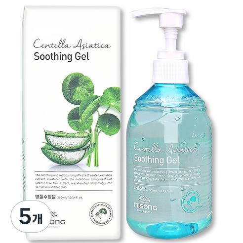 병풀 추출물+알로에베라 피부 진정 병풀 수딩젤, 5개, 300ml