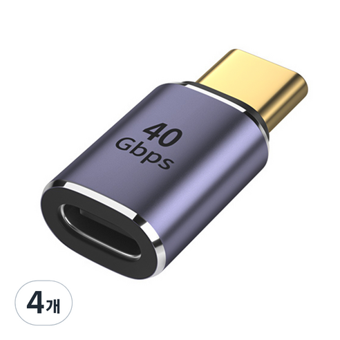 CtoC C타입 USB 4.0 젠더 방향전환 각도변환 꺾임 젠더 모음 8K 고속충전, 4개, 1. C타입(암) to C타입(수) 단자보호 젠더, 16mm