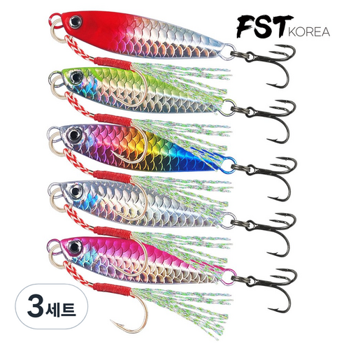 고급형 어시스트훅 리얼메탈지그 혼합 5종세트, 3세트, 10g, 5종혼합