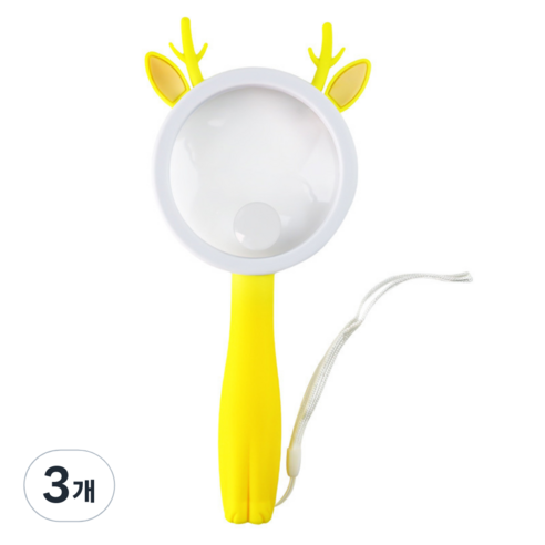 멜팅마켓 휴대용 손잡이형 돋보기, 옐로우, 3개