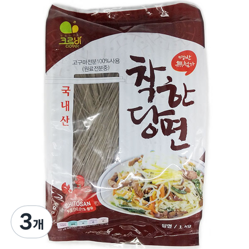 크로바 국산 착한당면, 3개, 1kg