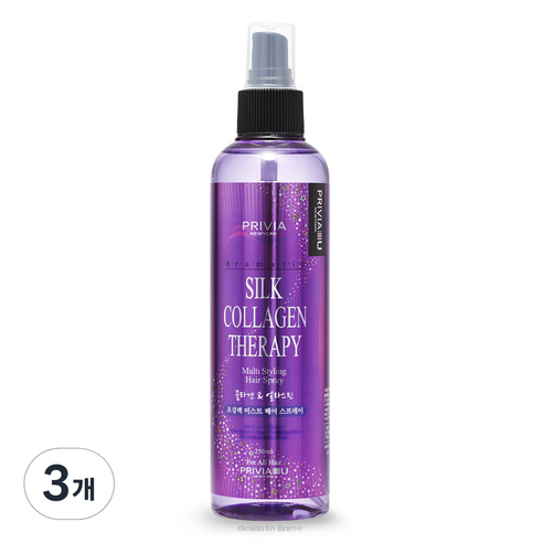 프리비아 실크 콜라겐테라피 엘라스틴 헤어 스프레이 (멀티스타일링 미스트), 3개, 250ml
