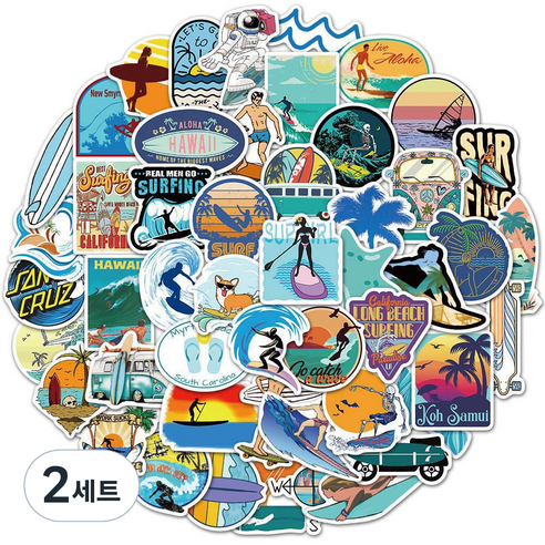 포트렘 캐리어 노트북 스티커, 2세트, 06_서핑