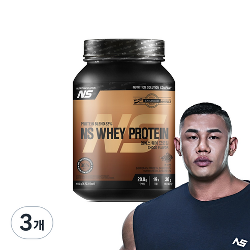 NS 웨이 프로틴 초코맛 헬스보충제 단백질보충제, 3개, 450g
