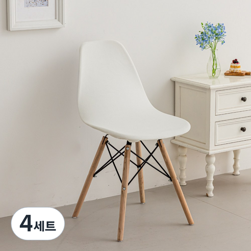커버무드 고탄력 벨벳 에펠 의자 커버 2개, 4세트, 아이보리