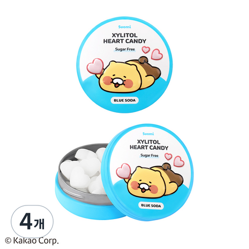 춘식이 자일리톨 사탕 블루소다 수오미 핀란드 무설탕 캔디, 4개, 40g