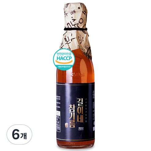 시장쏙 고소한 길이네 참기름, 6개, 300ml
