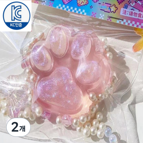 정품 고양이 발바닥 스트레스볼 말랑이 찐득볼 주물럭, 2개, 20g, 핑크