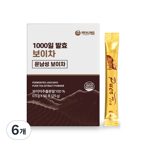 아임힐링 운남성 보이차 스틱, 0.5g, 50개입, 6개